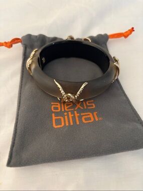 Alexis Bittar Dark Brown Lucite Bangle with Gold Accents